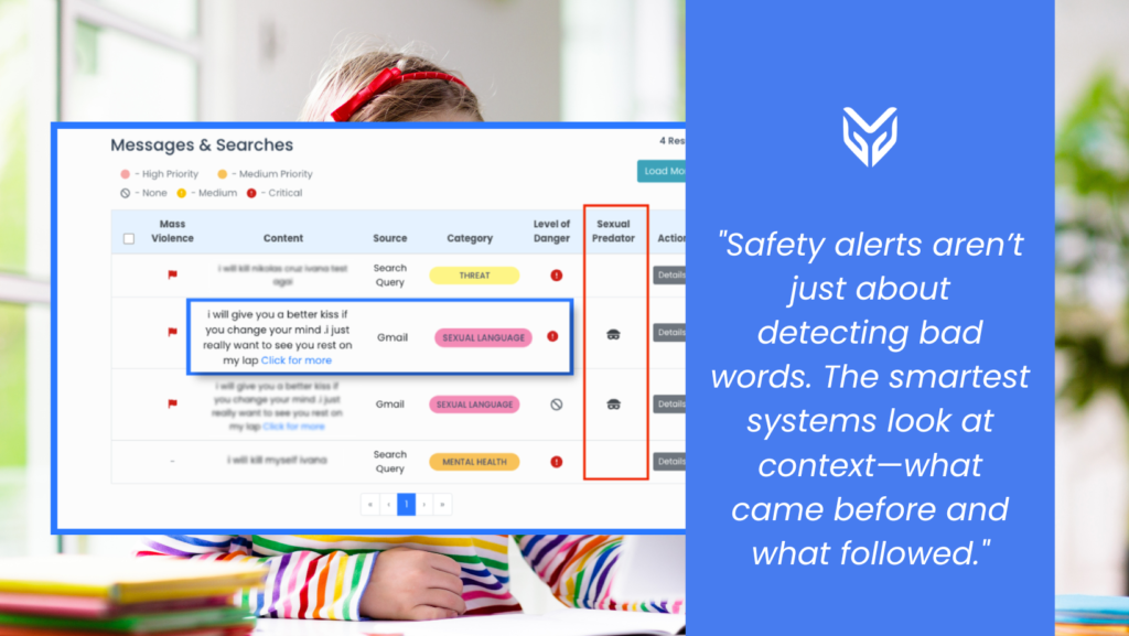 k-12 threat detection detects dangerous content on students' devices