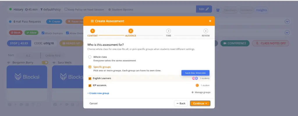 Blocksi's Assessment now includes a natural 4-step-flow for content, audience, time, and review.