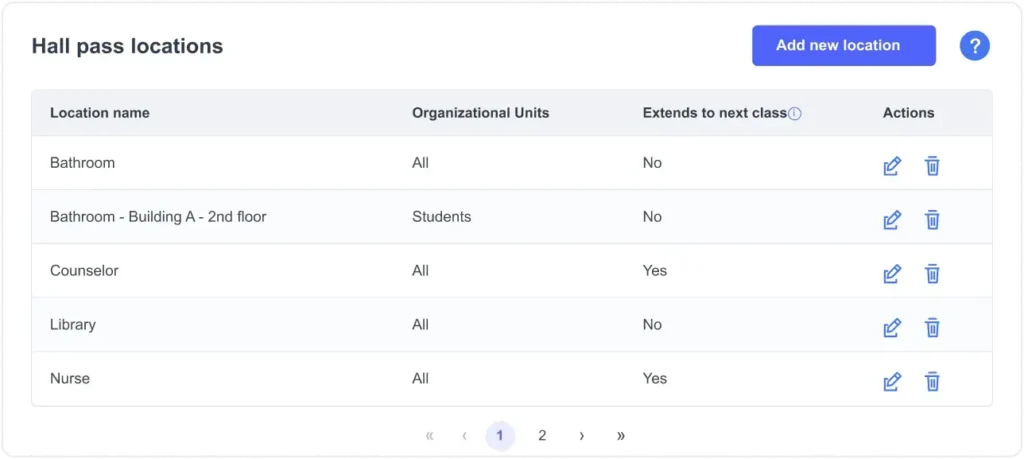 Blocksi Hall Pass now supports custom locations